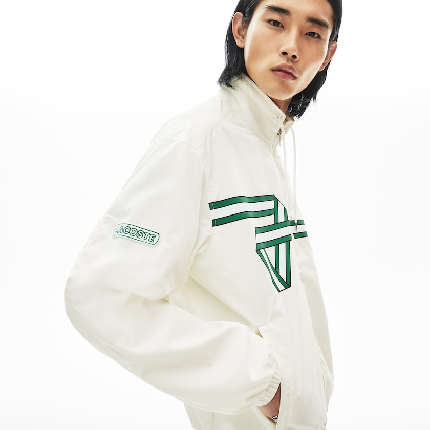 Men's Lacoste White Jackets Print Band Zip Heritage Tracksuit EJ6-61726Y0