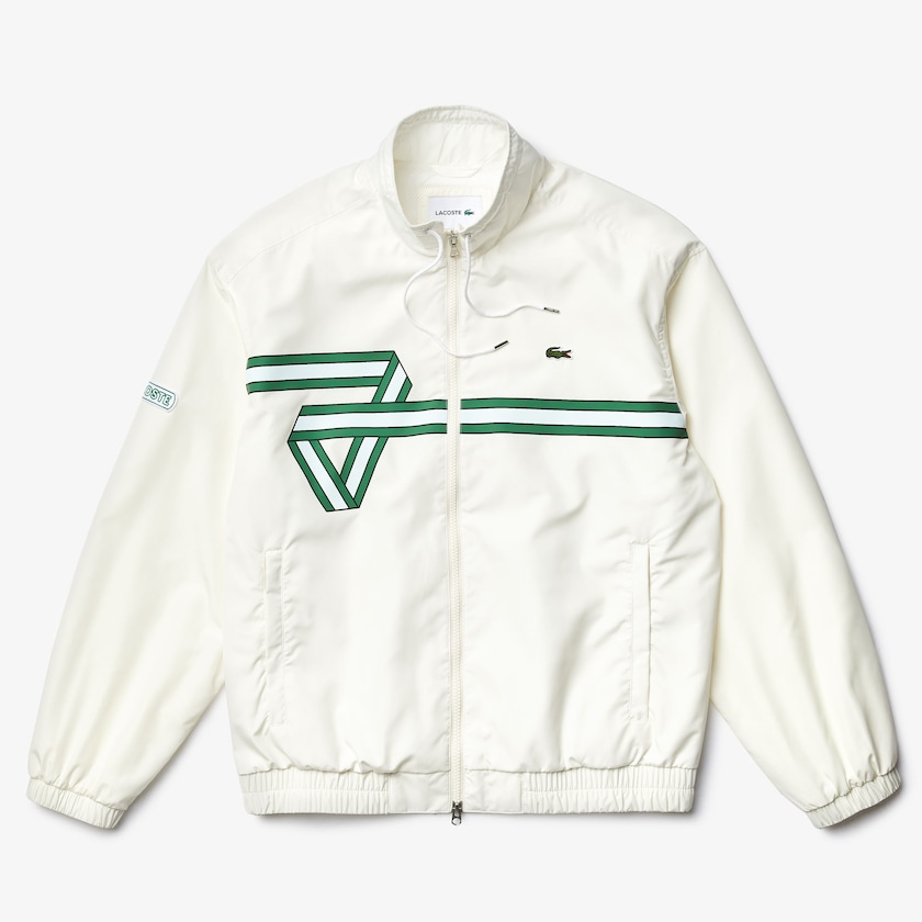 Men's Lacoste White Jackets Print Band Zip Heritage Tracksuit EJ6-61726Y0