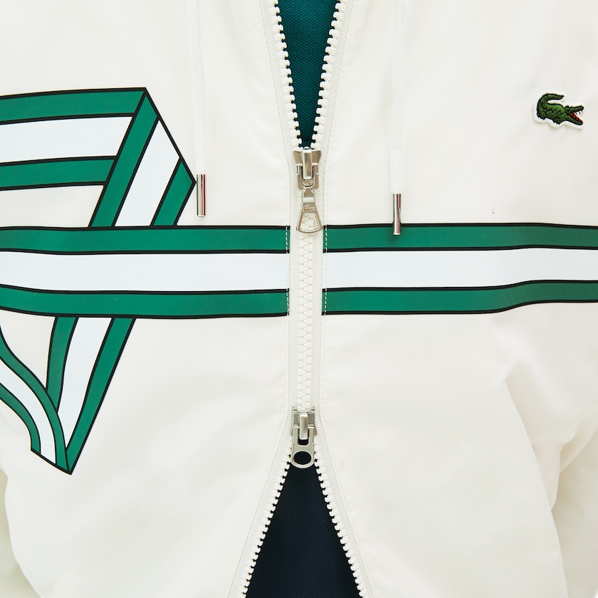 Men's Lacoste White Jackets Print Band Zip Heritage Tracksuit EJ6-61726Y0