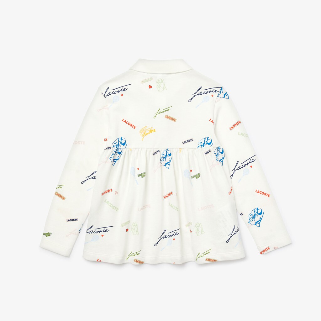 Kids' Lacoste White Polo Shirts Print Flounced Cotton Piqué BM5-44974G1