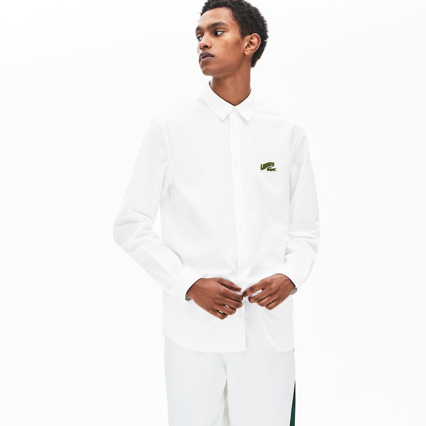 Men's Lacoste White Shirts Regular Fit Badge Logo YM6-28382C6