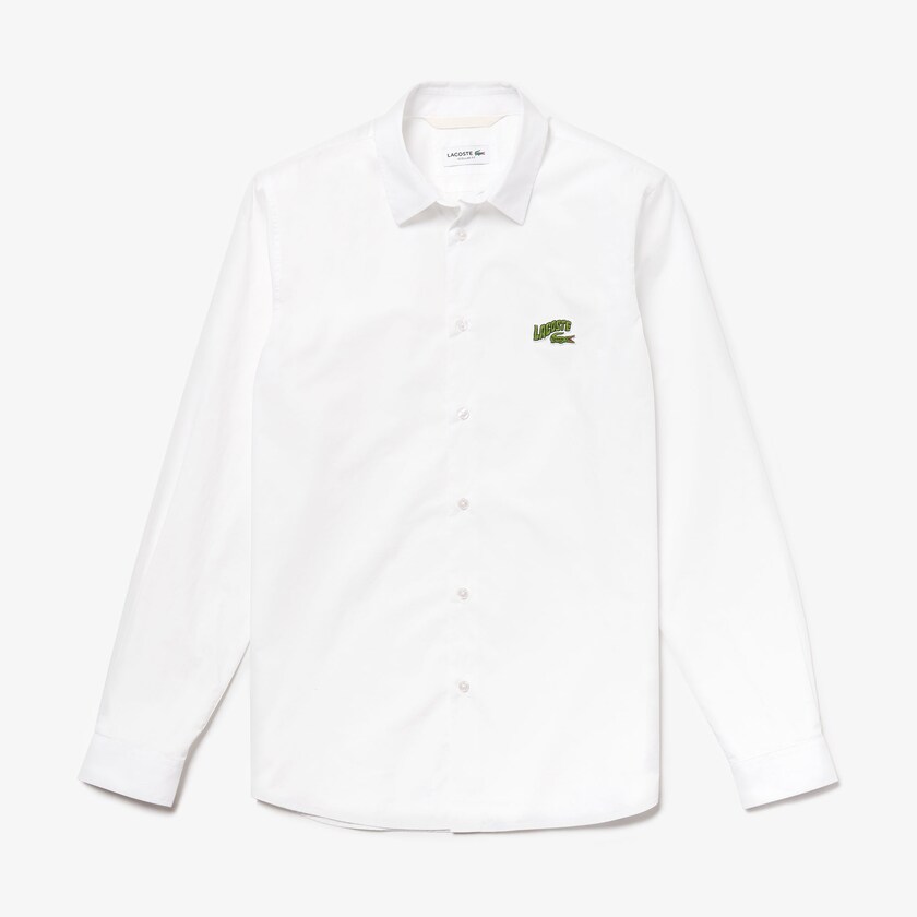Men's Lacoste White Shirts Regular Fit Badge Logo YM6-28382C6