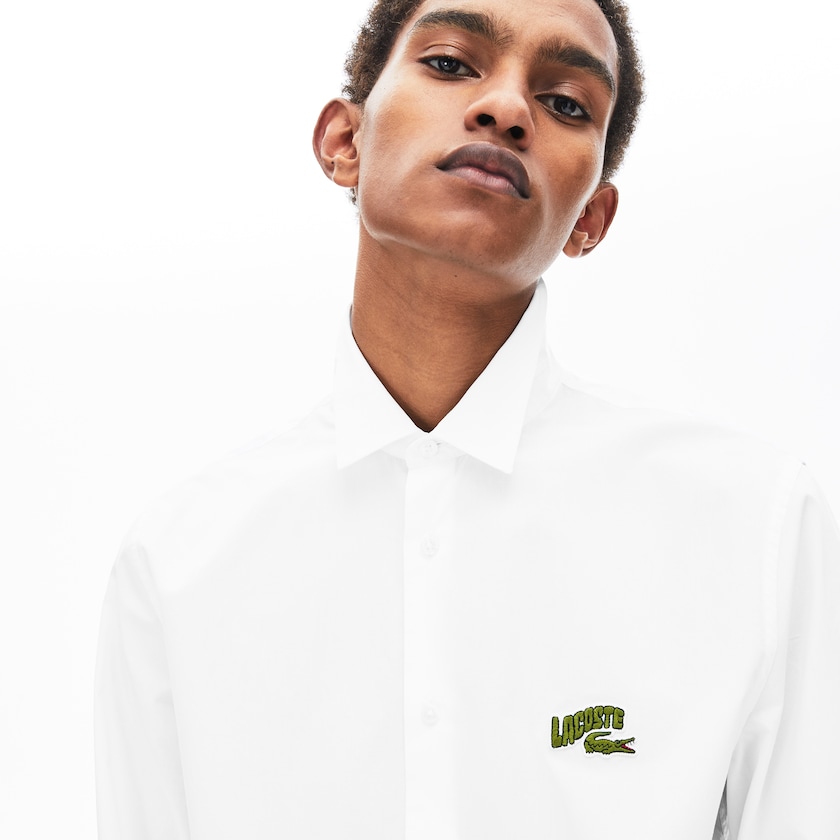 Men's Lacoste White Shirts Regular Fit Badge Logo YM6-28382C6