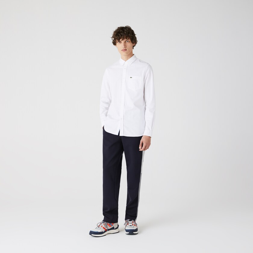 Men's Lacoste White Shirts Regular Fit Cotton Oxford EL5-34343I2