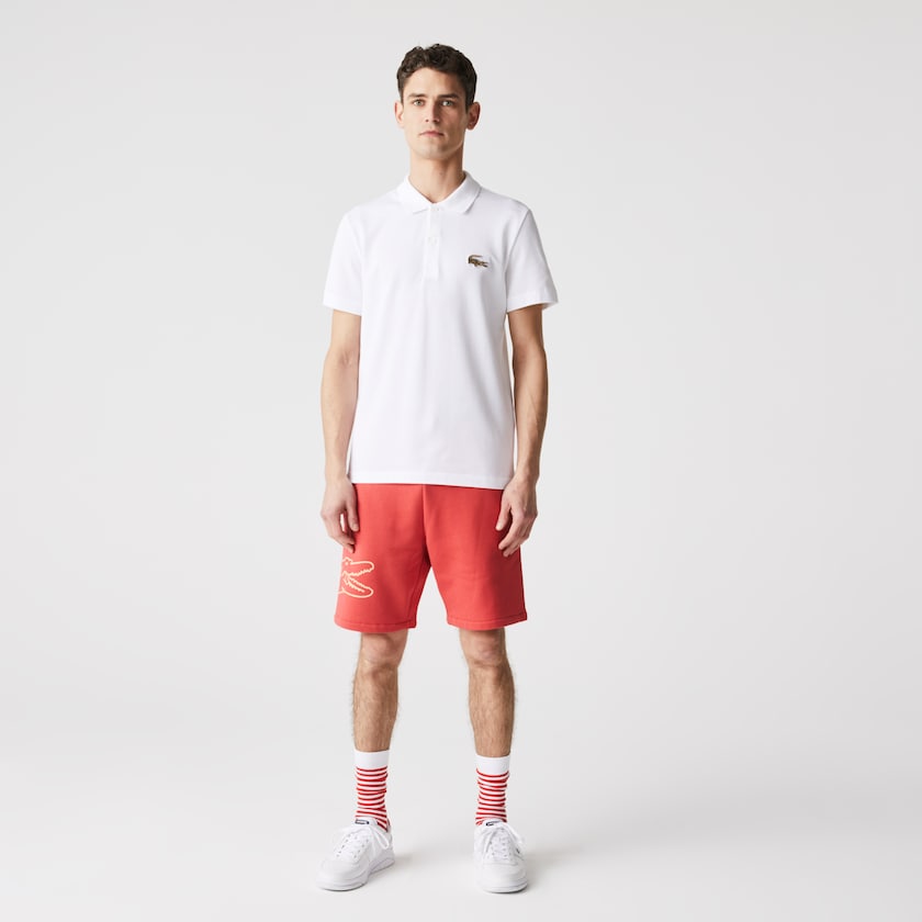 Men's Lacoste White Polo Shirts Regular Fit Cotton Piqué PB1-12721H5