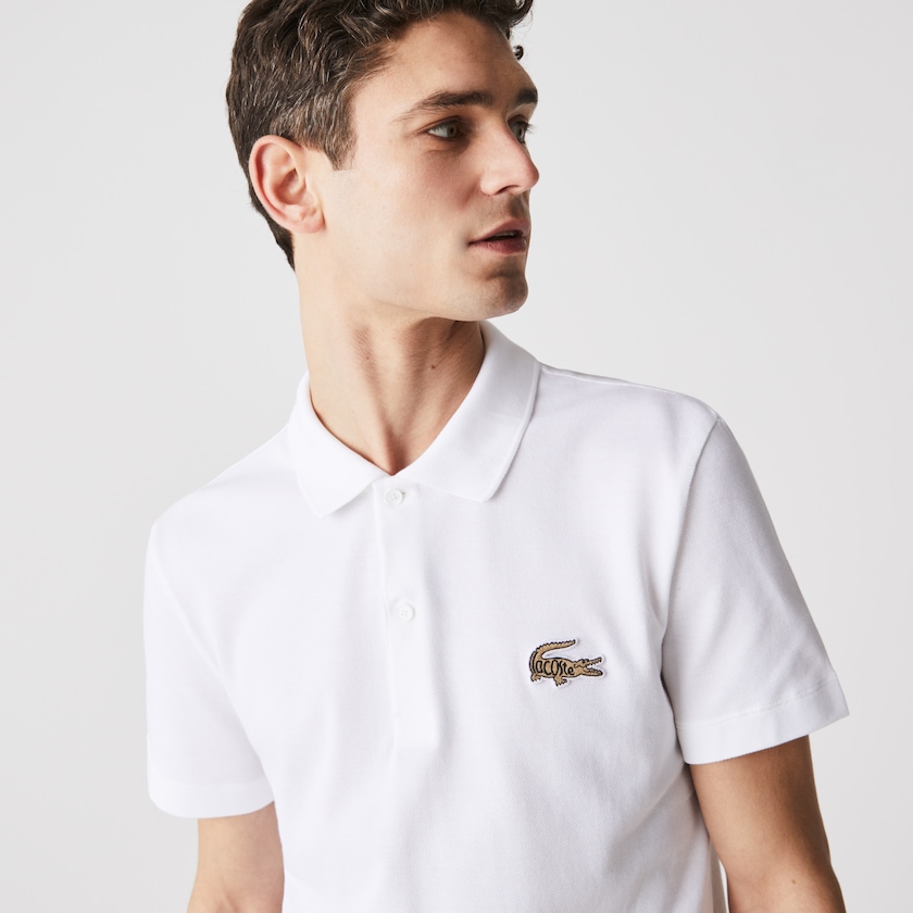 Men's Lacoste White Polo Shirts Regular Fit Cotton Piqué PB1-12721H5