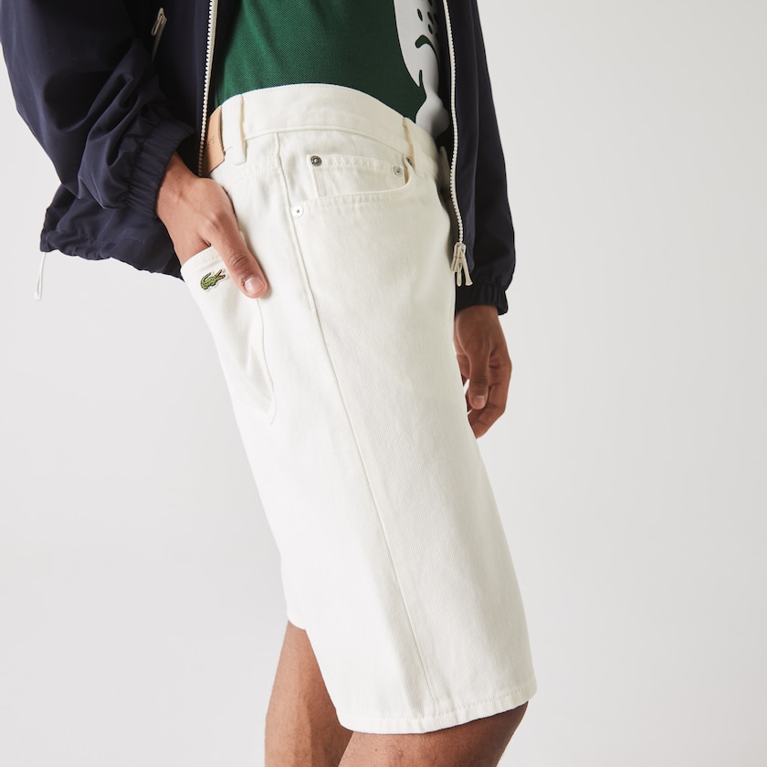 Men's Lacoste White Shorts Regular Fit Five-Pocket Denim BP6-59825Z9