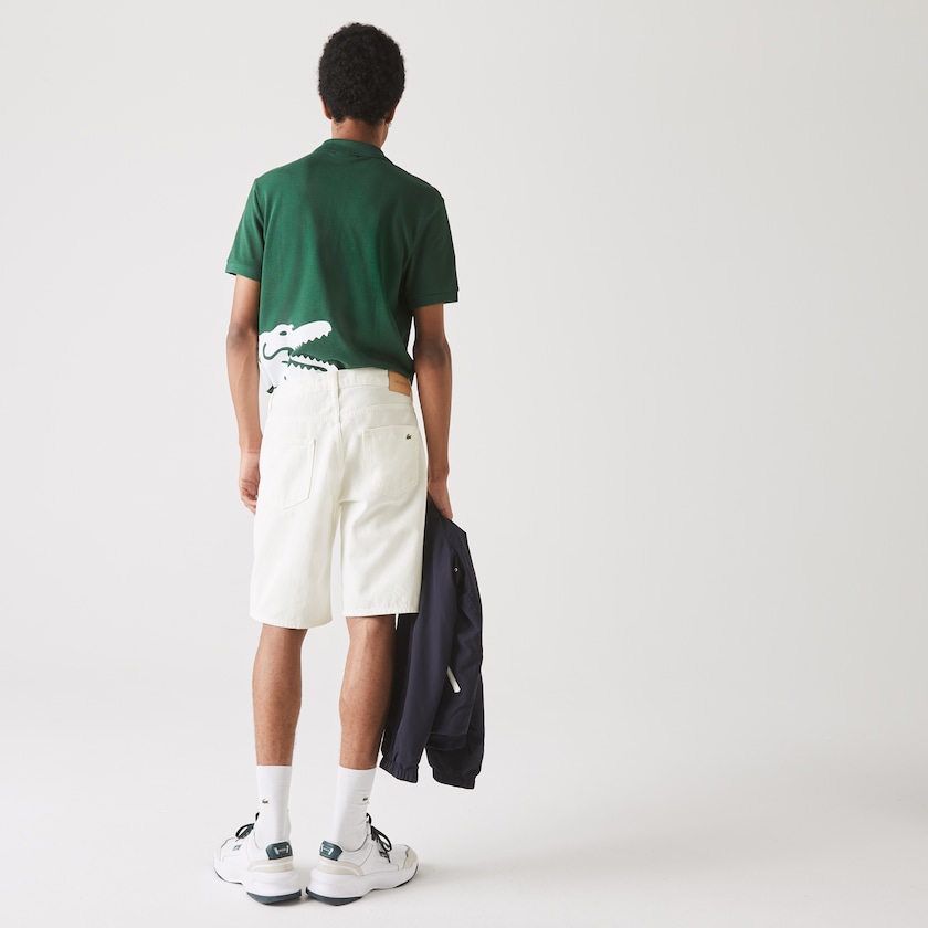 Men's Lacoste White Shorts Regular Fit Five-Pocket Denim BP6-59825Z9