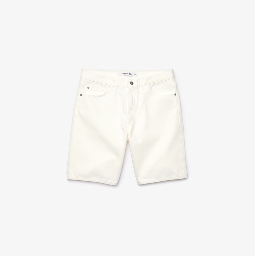 Men's Lacoste White Shorts Regular Fit Five-Pocket Denim BP6-59825Z9