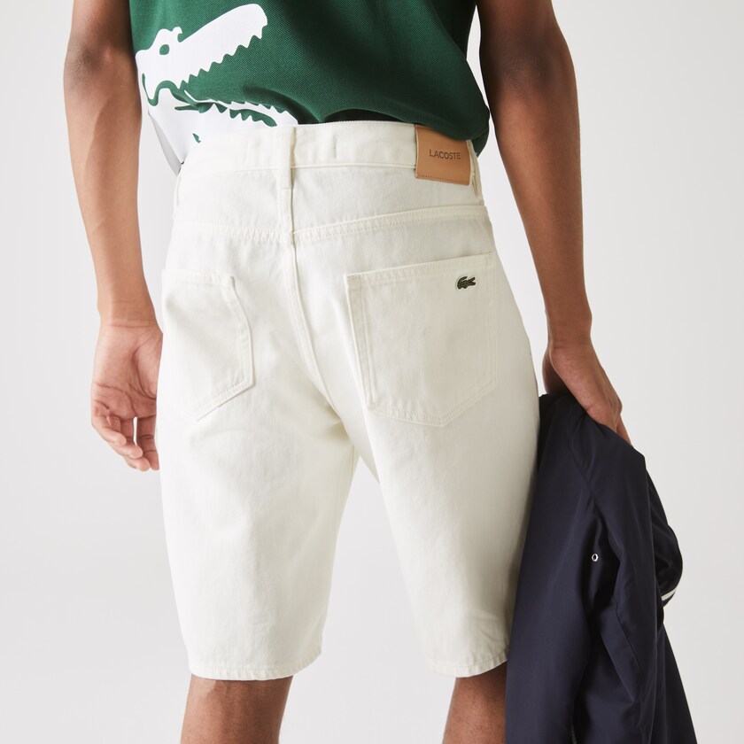 Men's Lacoste White Shorts Regular Fit Five-Pocket Denim BP6-59825Z9