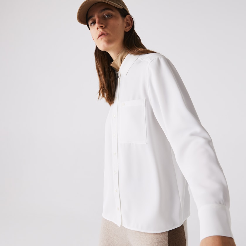Women's Lacoste White Shirts Regular Fit Flowy EY7-96709X2