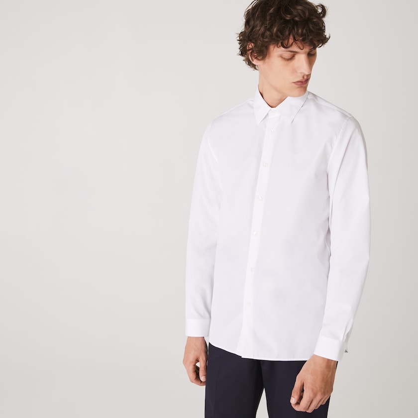Men's Lacoste White Shirts Regular Fit Premium Cotton Poplin BE0-49924G9