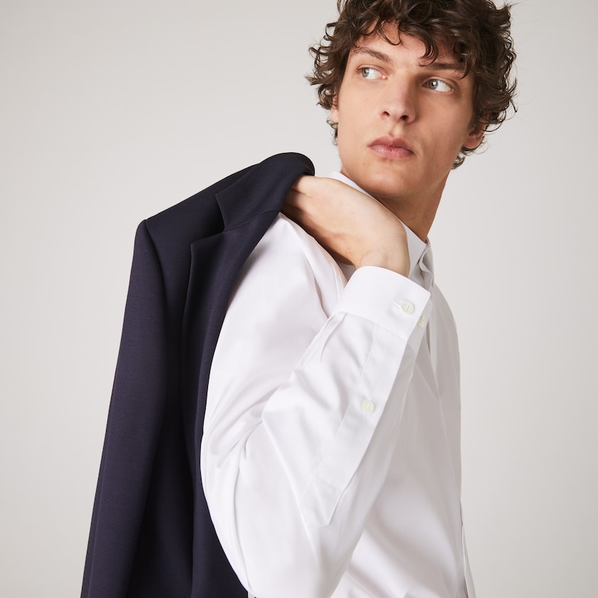 Men's Lacoste White Shirts Regular Fit Premium Cotton Poplin BE0-49924G9