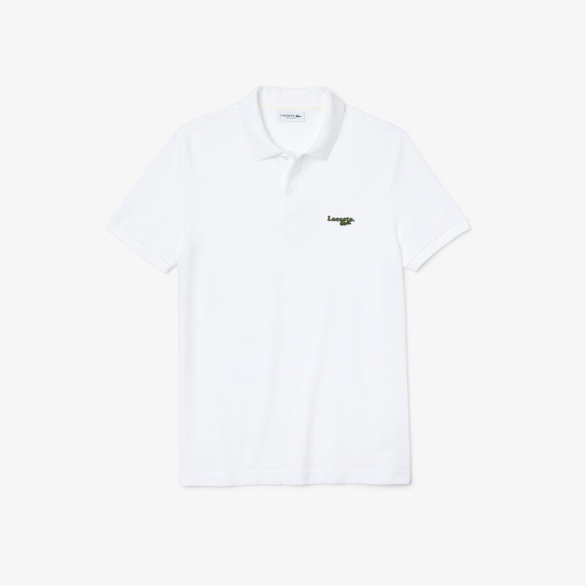 Men's Lacoste White T Shirts Regular Fit Solid Cotton Piqué Polo With Badge DV0-18431I7