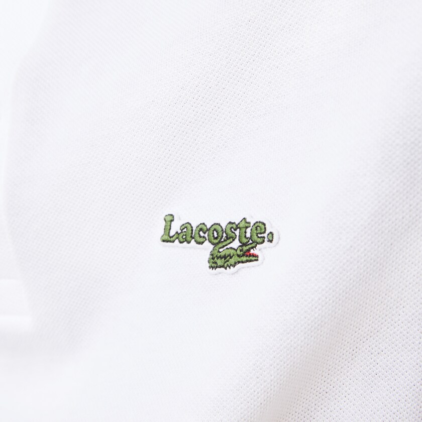 Men's Lacoste White T Shirts Regular Fit Solid Cotton Piqué Polo With Badge DV0-18431I7