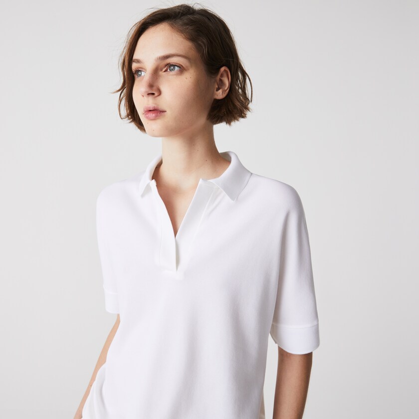 Women's Lacoste White Polo Shirts Relaxed Piqué KV5-02580S5