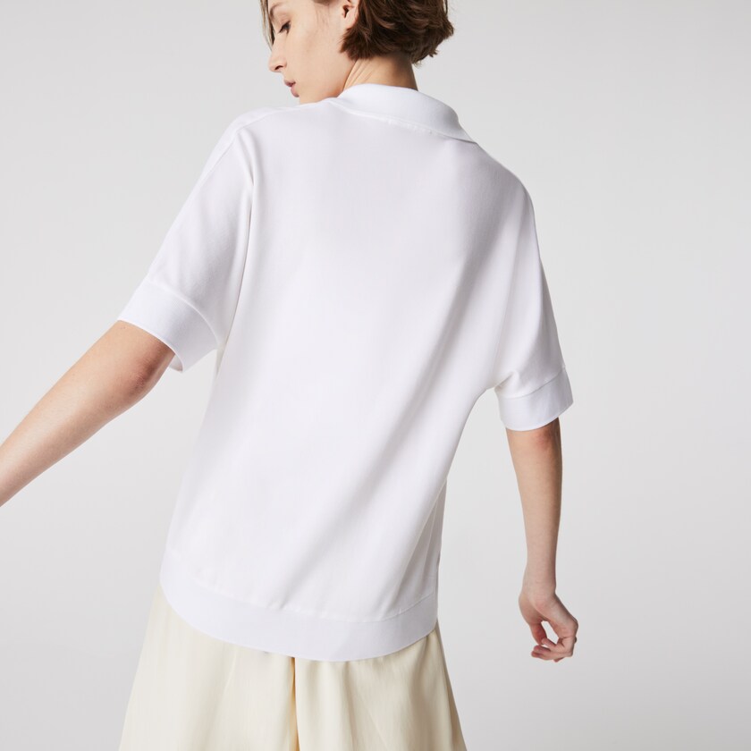 Women's Lacoste White Polo Shirts Relaxed Piqué KV5-02580S5