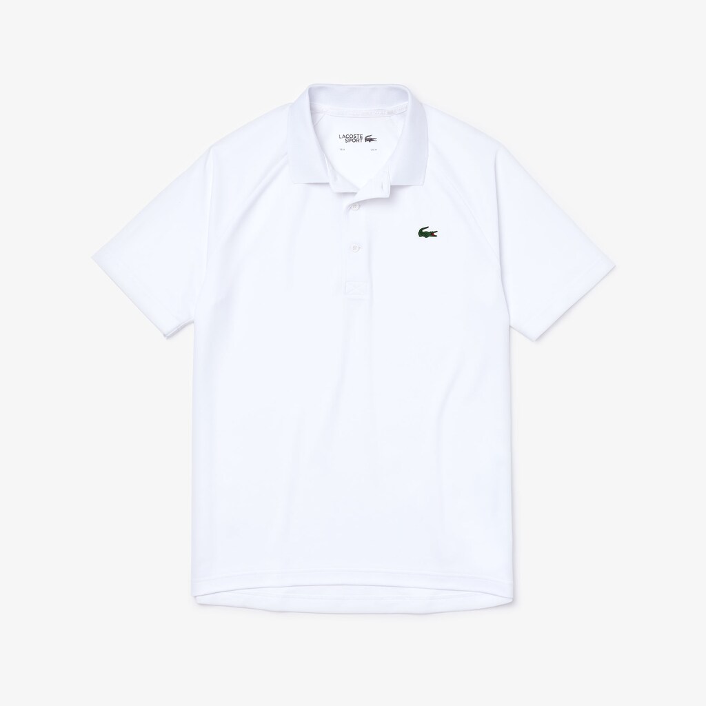 Men's Lacoste White Polo Shirts SPORT Breathable Run-Resistant Interlock QO6-61126G6