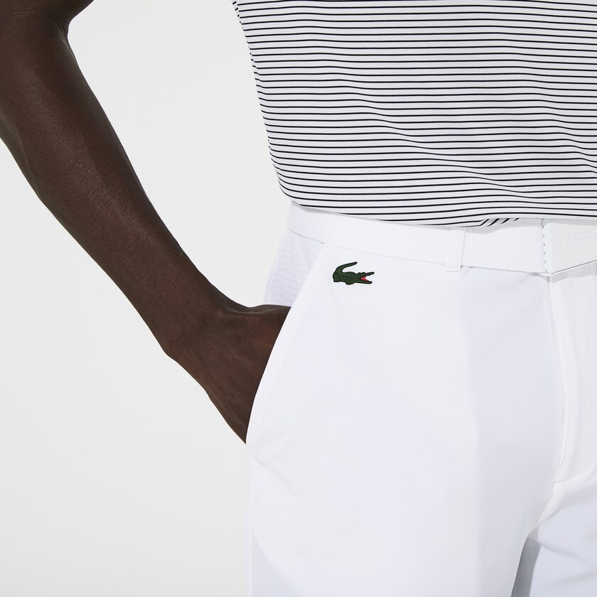 Men's Lacoste White Shorts SPORT Breathable Stretch Golf Bermudas CT0-44714D9