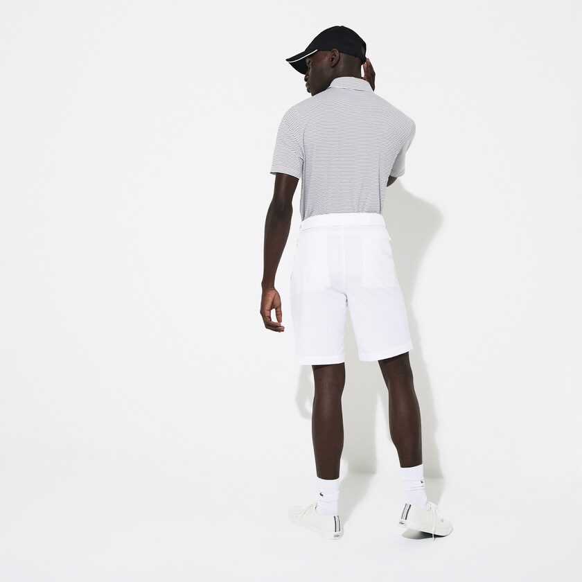 Men's Lacoste White Shorts SPORT Breathable Stretch Golf Bermudas CT0-44714D9