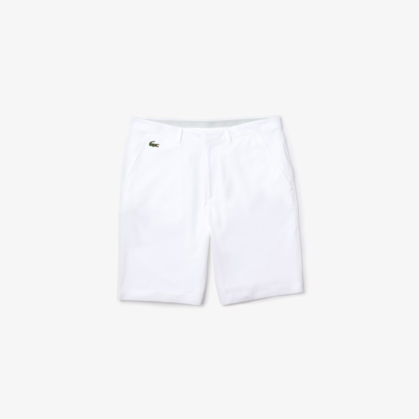Men's Lacoste White Shorts SPORT Breathable Stretch Golf Bermudas CT0-44714D9