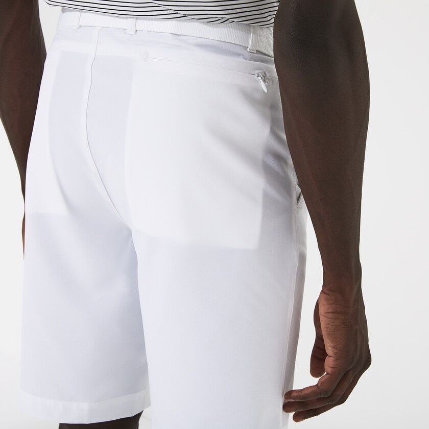 Men's Lacoste White Shorts SPORT Breathable Stretch Golf Bermudas CT0-44714D9