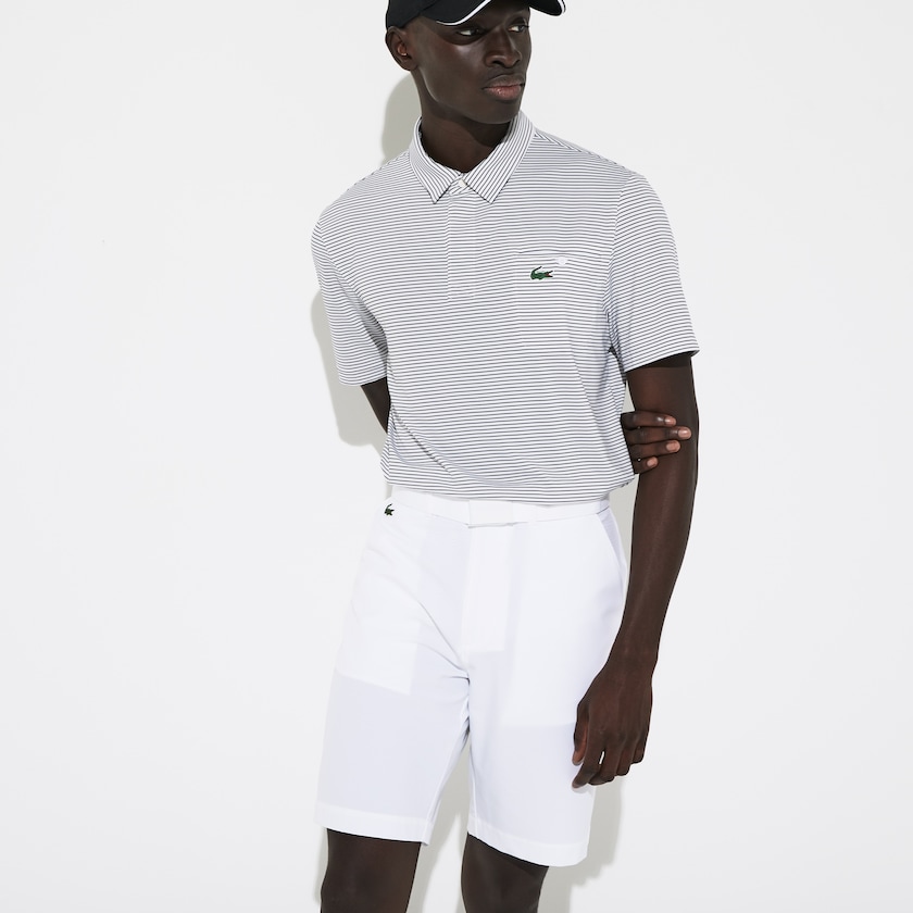 Men's Lacoste White Shorts SPORT Breathable Stretch Golf Bermudas CT0-44714D9