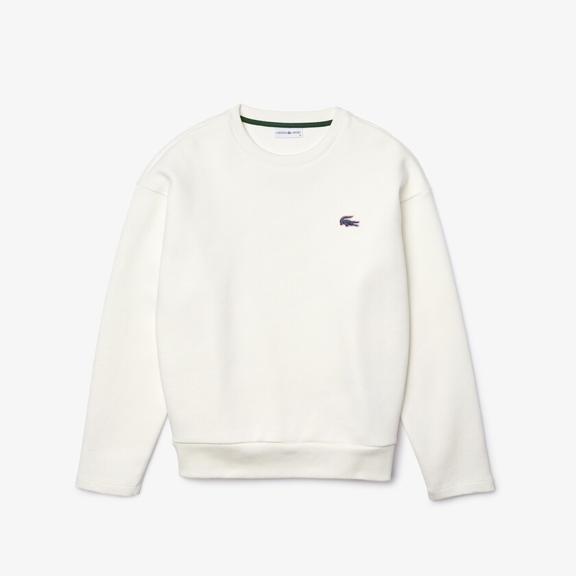 Women's Lacoste White Sweatshirts SPORT Crew Neck Cotton YW9-36013O3