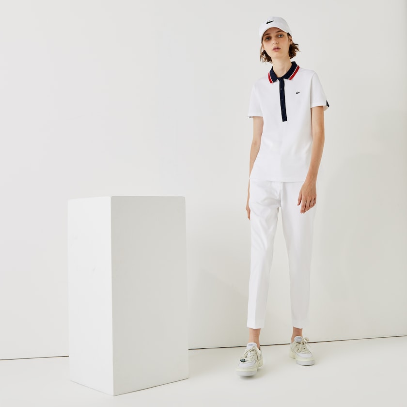 Women's Lacoste White Pants SPORT Golf Pleated Tech Gabardine PS5-49944E3