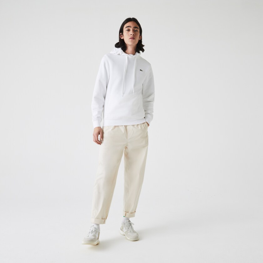 Men's Lacoste White Sweatshirts SPORT Hooded Fleece IN4-38463J0