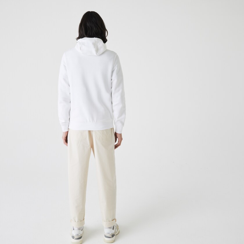 Men's Lacoste White Sweatshirts SPORT Hooded Fleece IN4-38463J0