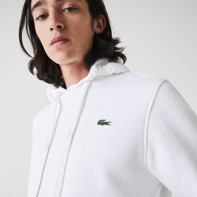 Men's Lacoste White Sweatshirts SPORT Hooded Fleece IN4-38463J0