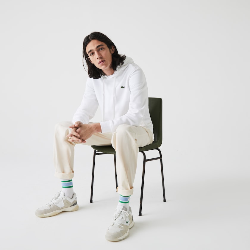 Men's Lacoste White Sweatshirts SPORT Hooded Fleece IN4-38463J0