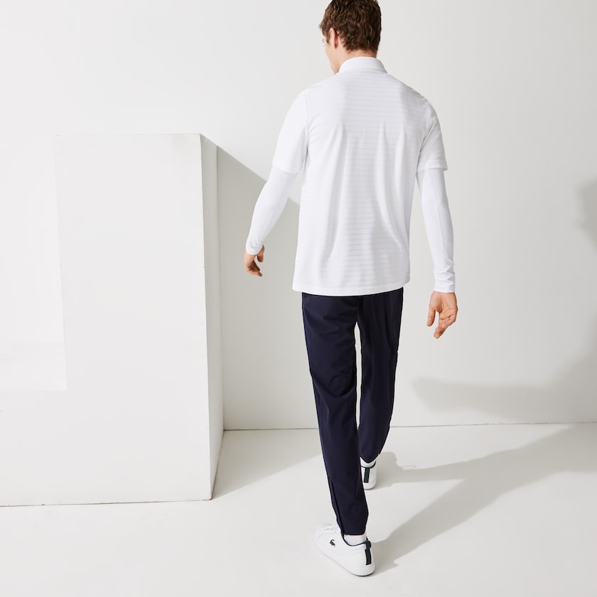 Men's Lacoste White Shirts SPORT Textured Breathable Golf Polo LS0-64316H5
