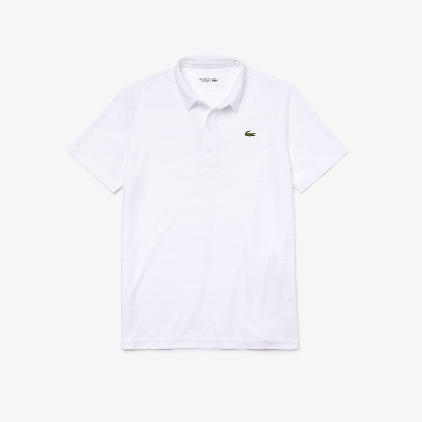Men's Lacoste White Shirts SPORT Textured Breathable Golf Polo LS0-64316H5