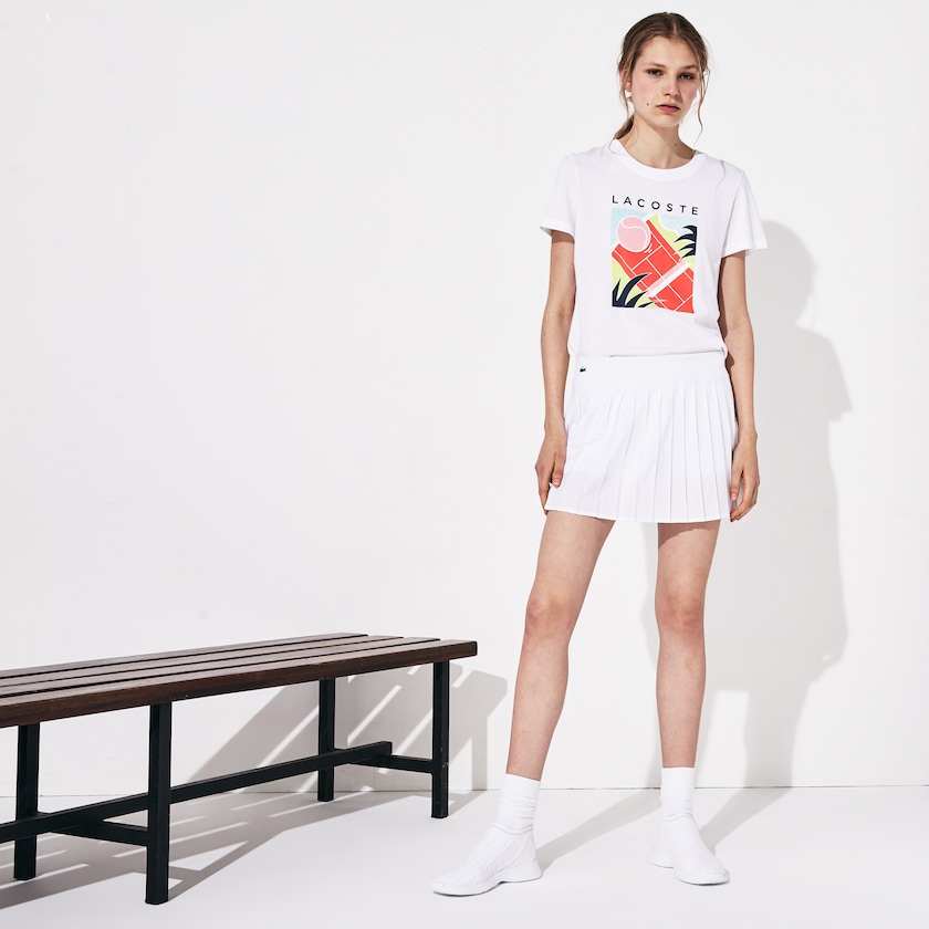 Women's Lacoste White Skirts SPORT Ultra Dry Pleated Tennis IK5-36833Q5