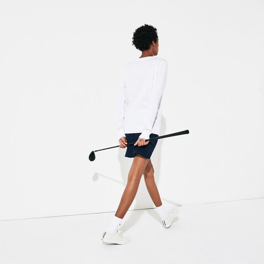 Women's Lacoste White Sweaters SPORT V-neck HZ2-87178E8