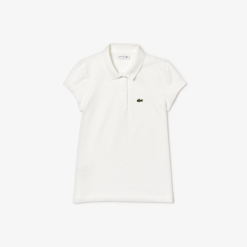 Kids' Lacoste White Shirts Scalloped Collar Mini Piqué Polo KB7-34473F4
