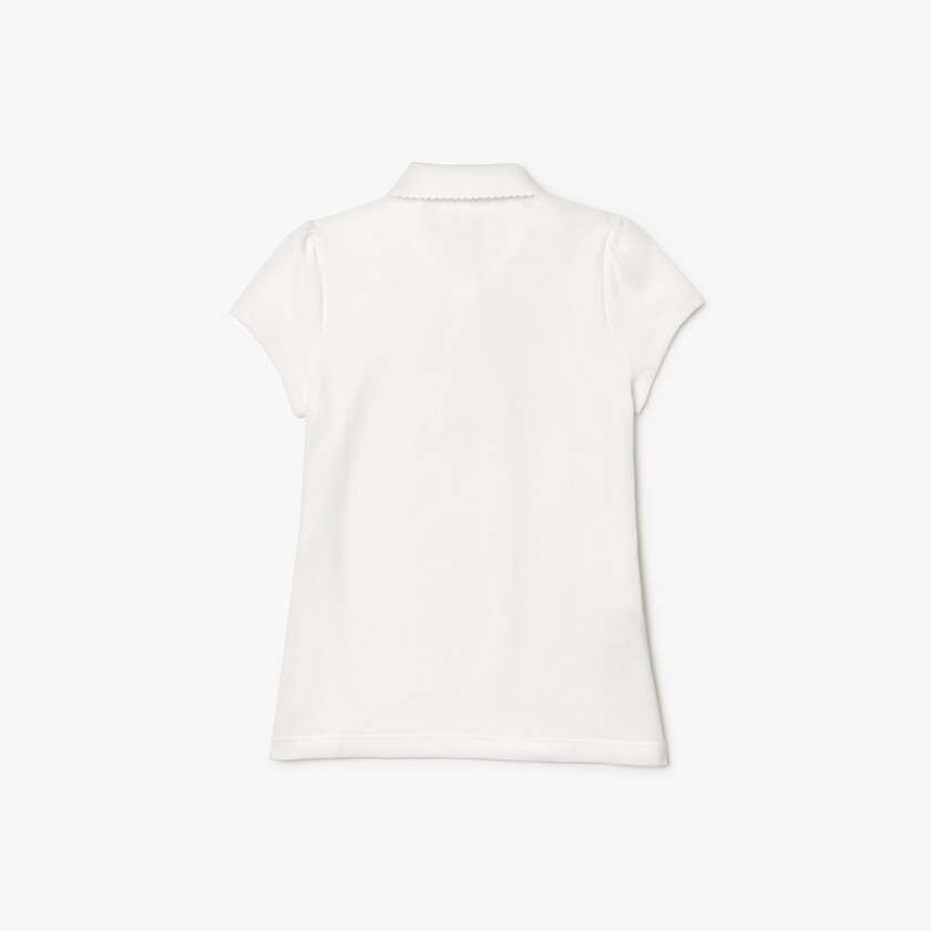 Kids' Lacoste White Shirts Scalloped Collar Mini Piqué Polo KB7-34473F4