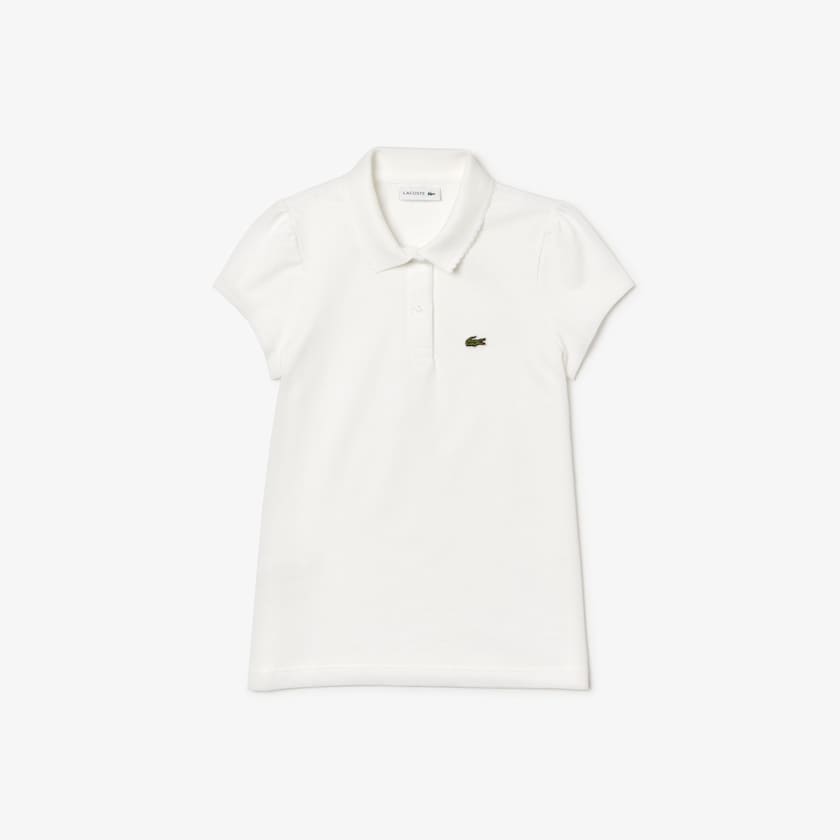 Kids' Lacoste White Shirts Scalloped Collar Mini Piqué Polo KB7-34473F4