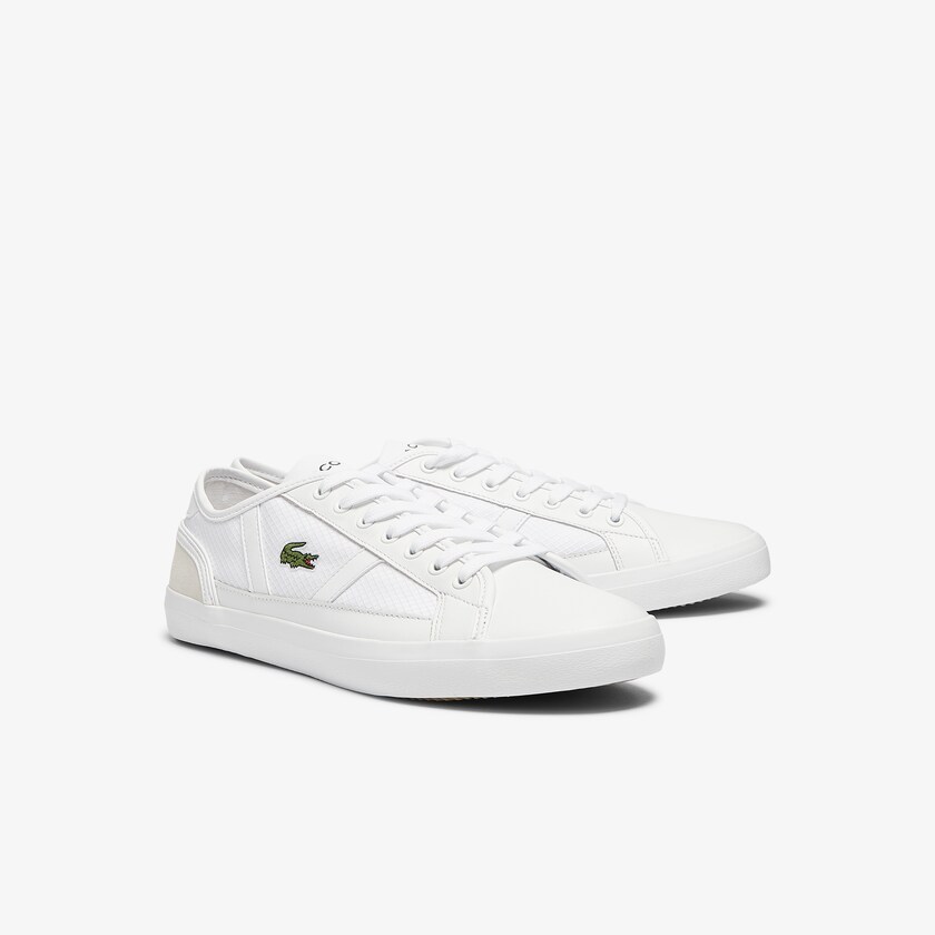 Men's Lacoste White Sneakers Sideline Textile and Leather YH0-35213A1