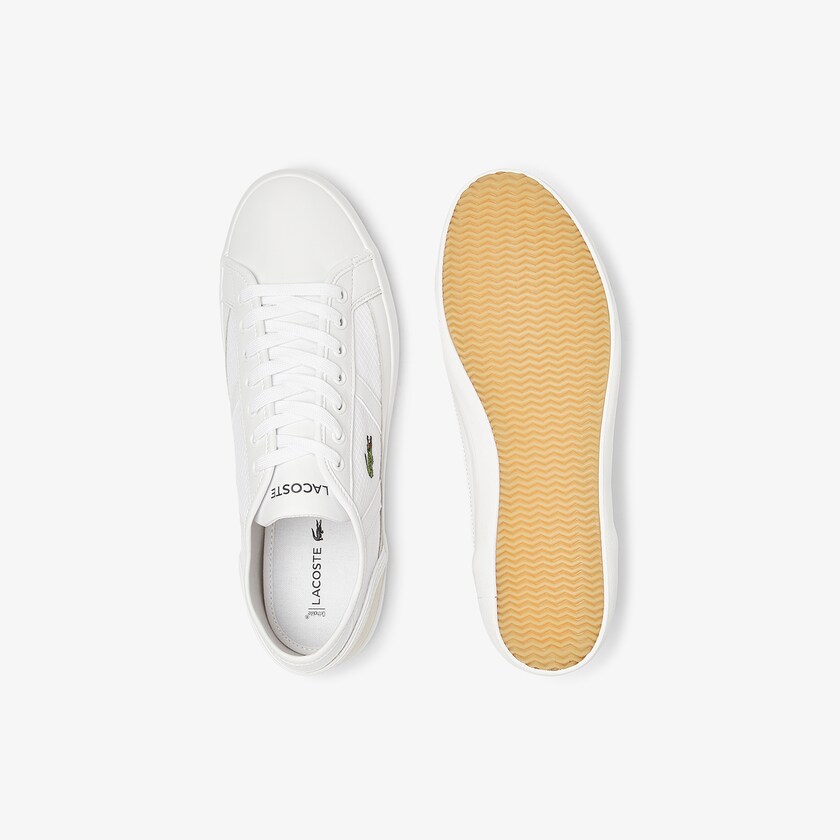 Men's Lacoste White Sneakers Sideline Textile and Leather YH0-35213A1