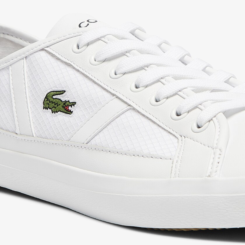 Men's Lacoste White Sneakers Sideline Textile and Leather YH0-35213A1