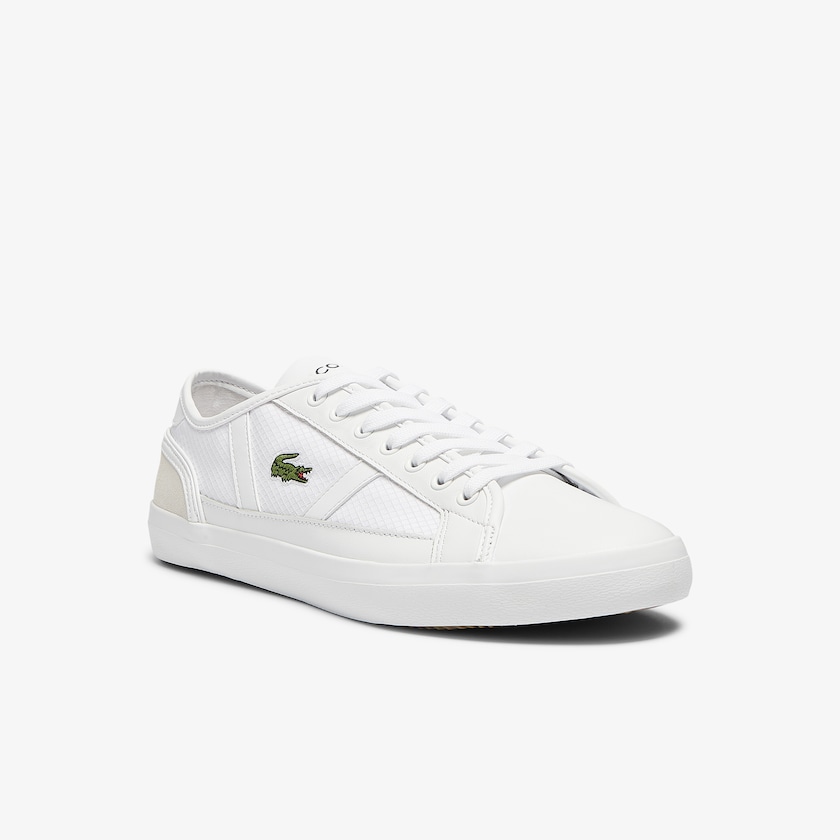 Men's Lacoste White Sneakers Sideline Textile and Leather YH0-35213A1