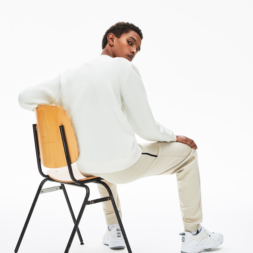 Men's Lacoste White Sweatshirts Signature Print Crew Neck RI5-62866S6