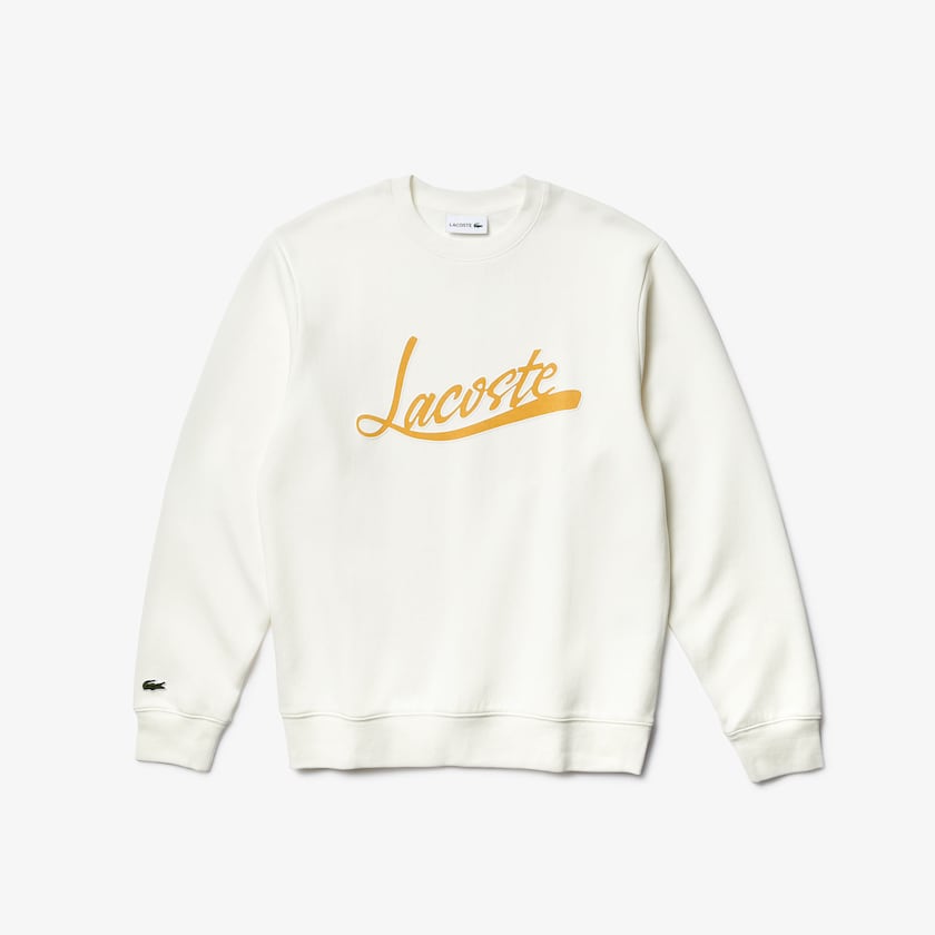 Men's Lacoste White Sweatshirts Signature Print Crew Neck RI5-62866S6