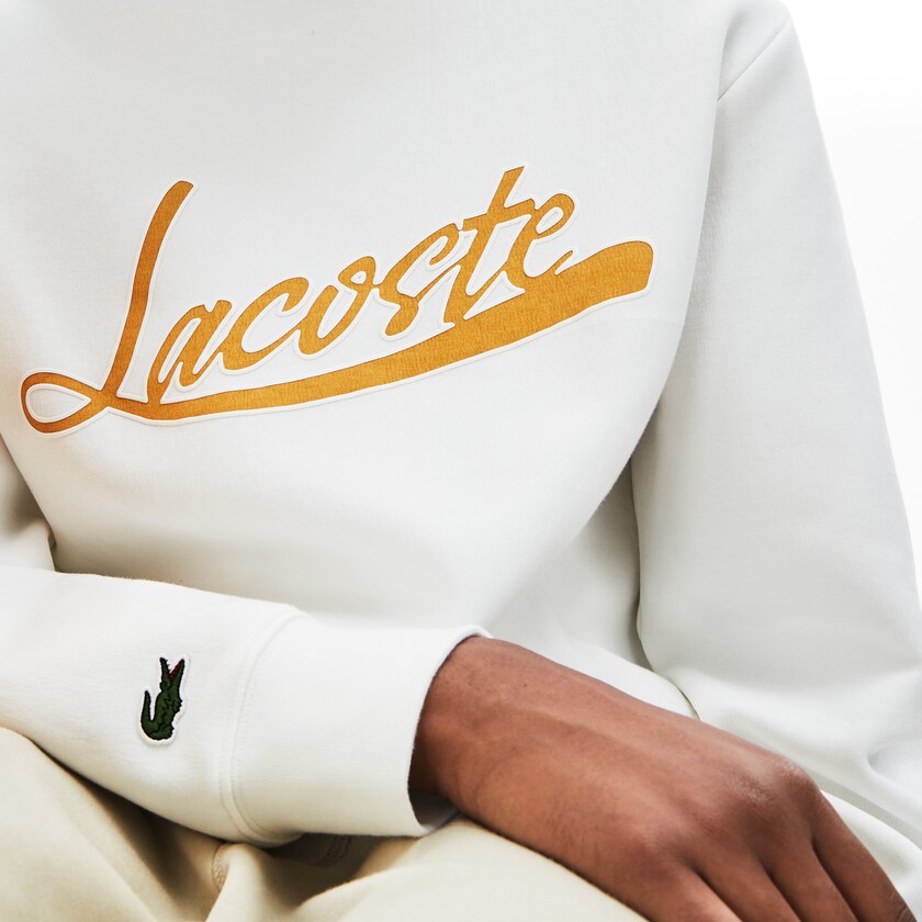 Men's Lacoste White Sweatshirts Signature Print Crew Neck RI5-62866S6
