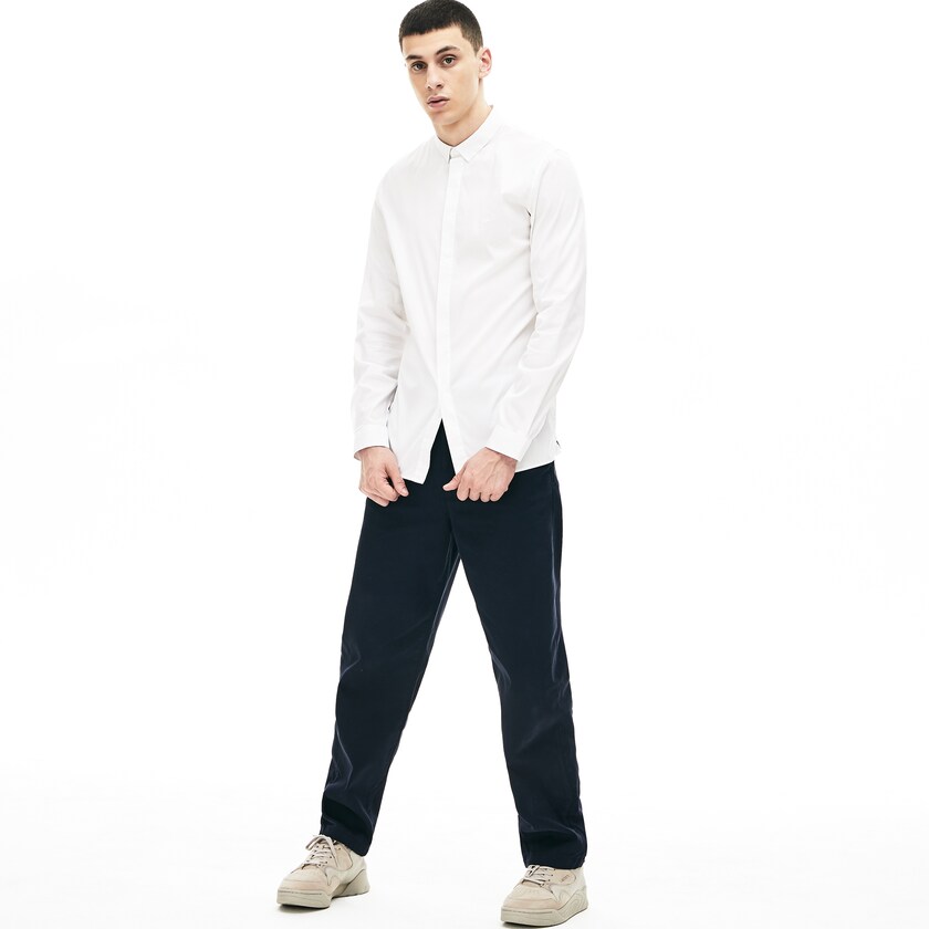 Men's Lacoste White Shirts Slim-Fit Stretch Poplin and Jersey SW0-54015K7