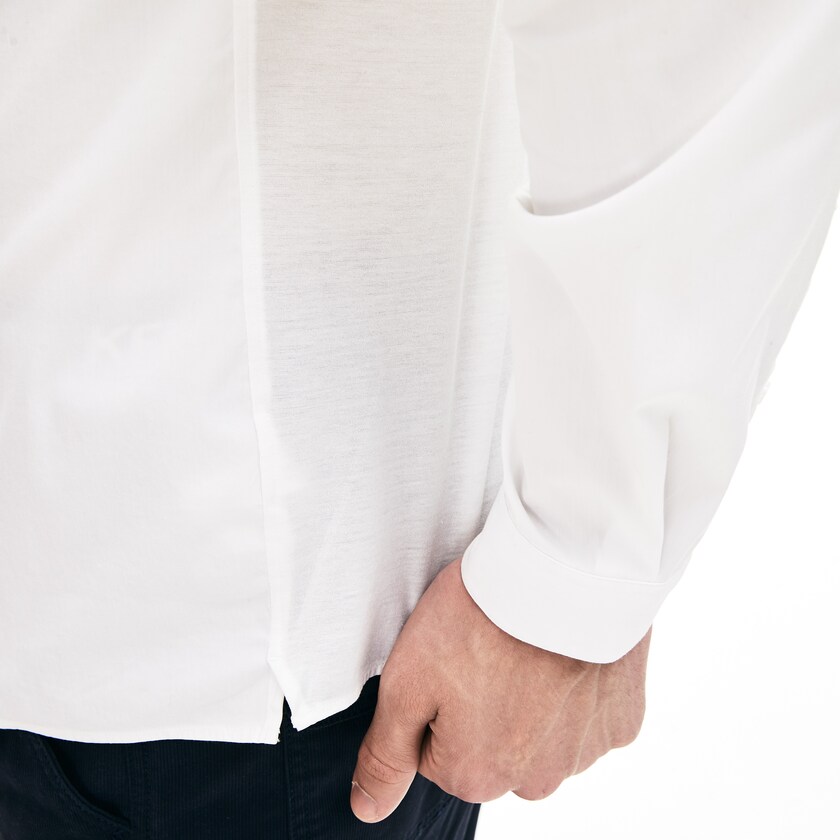 Men's Lacoste White Shirts Slim-Fit Stretch Poplin and Jersey SW0-54015K7