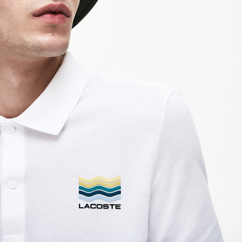 Men's Lacoste White Polo Shirts Slim Fit Cotton Petit Piqué CS8-51375H1